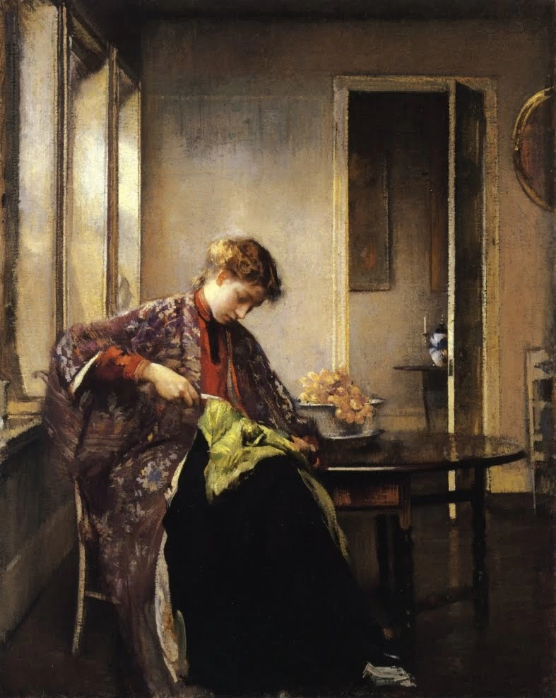 Edmund Tarbell - Ragazza che rammenda